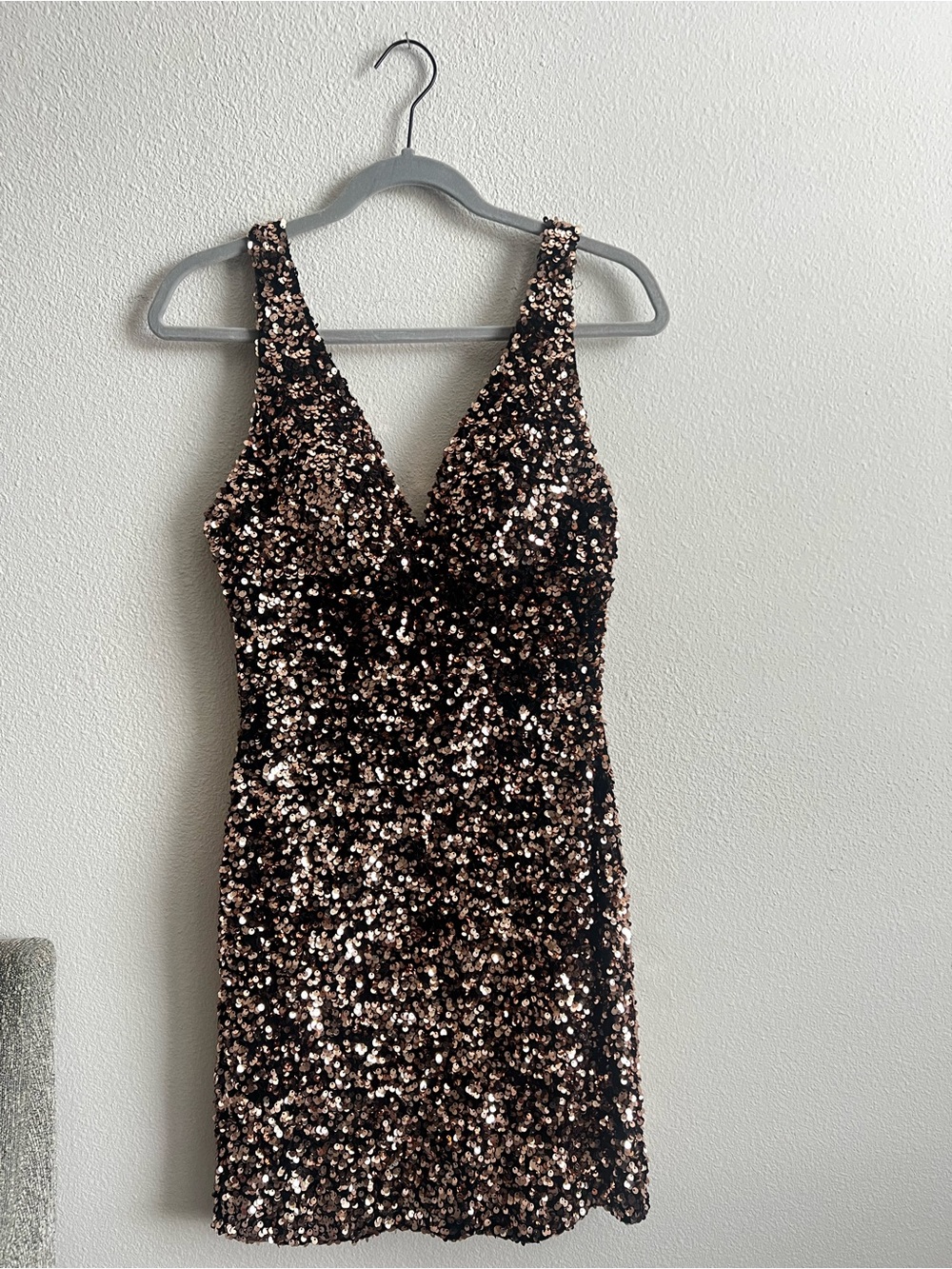 Bronze Sequin Mini Dress
